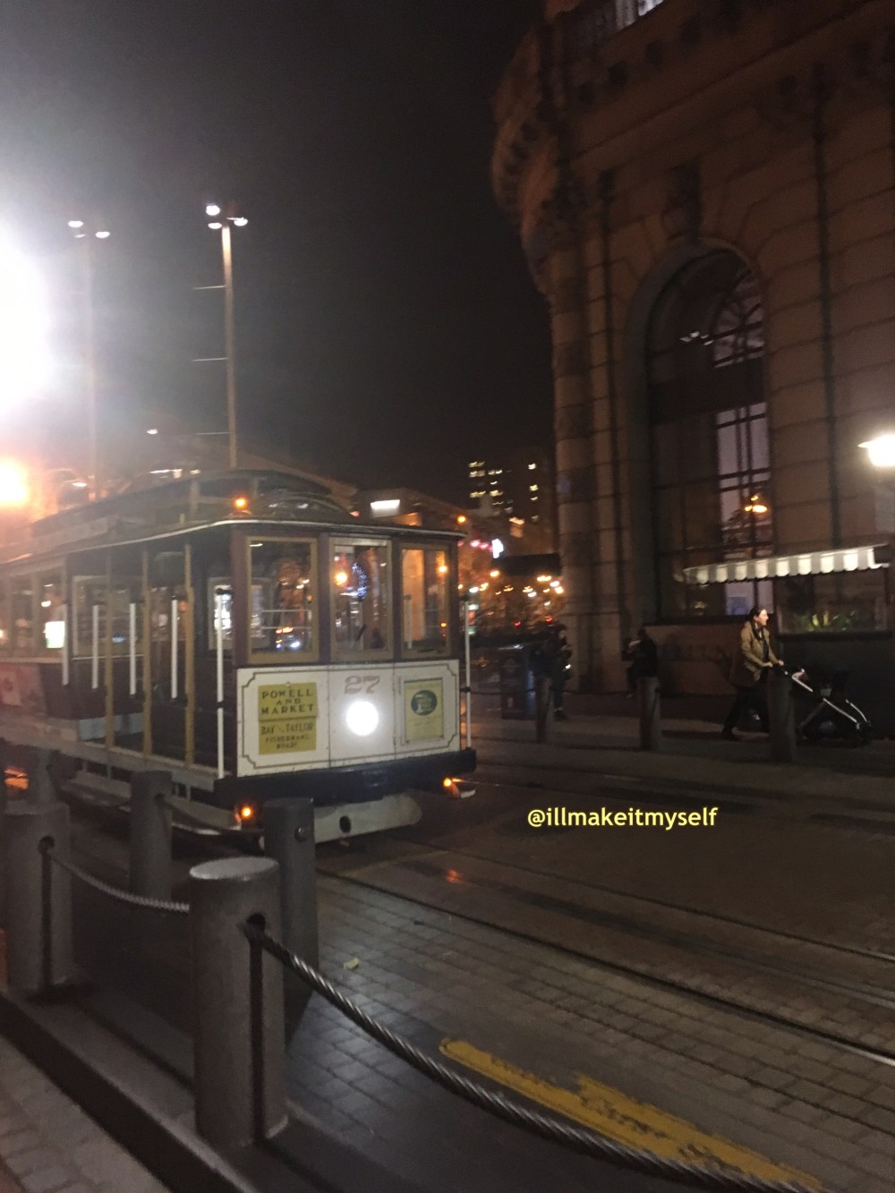 Night scene: Cable car to Powell and Market. I got to ride in front but it was too dangerous to take pictures while standing.