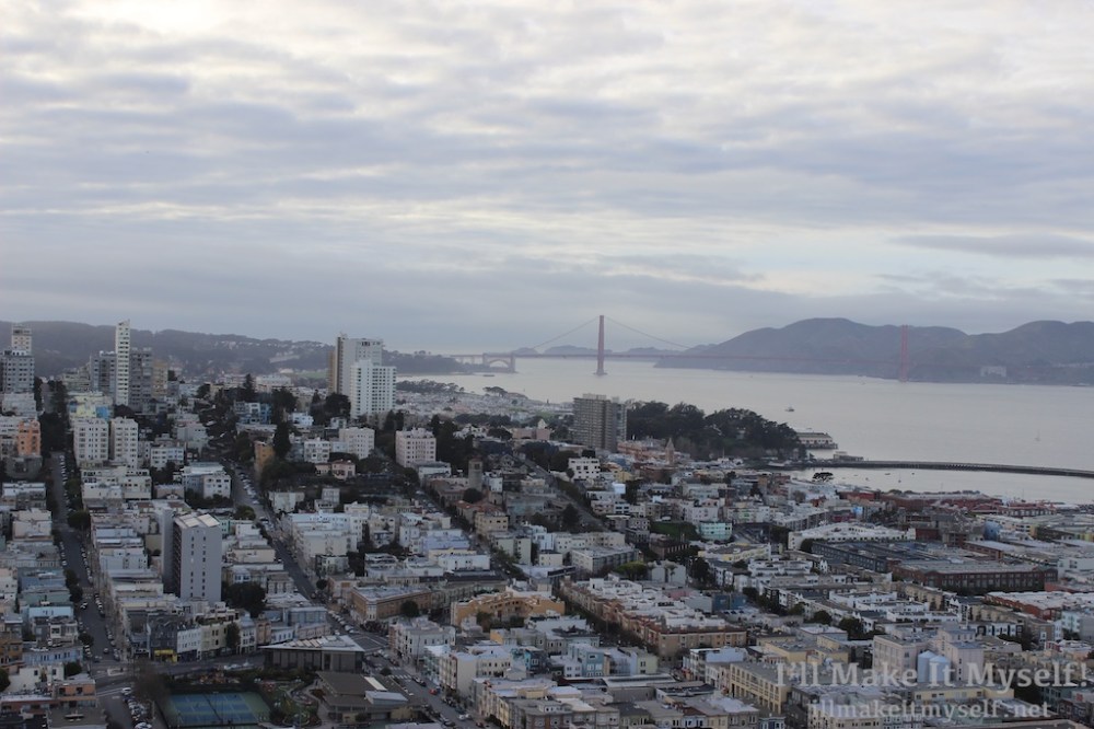 Image: view of the Golden Gate Bridge and San Francisco from Coit Tower