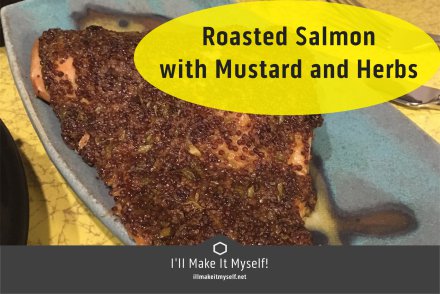 Image of postcard: picture of roasted salmon with Mustard and Herbs