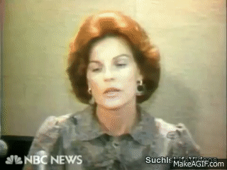Gif of an NBC News clip of Anita Bryant getting pied in the face.